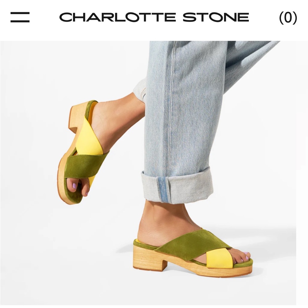 Charlotte Stone Yellow and Green Mules